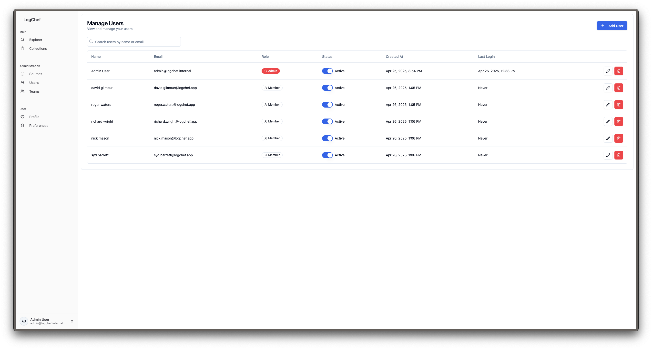 Logchef Users View